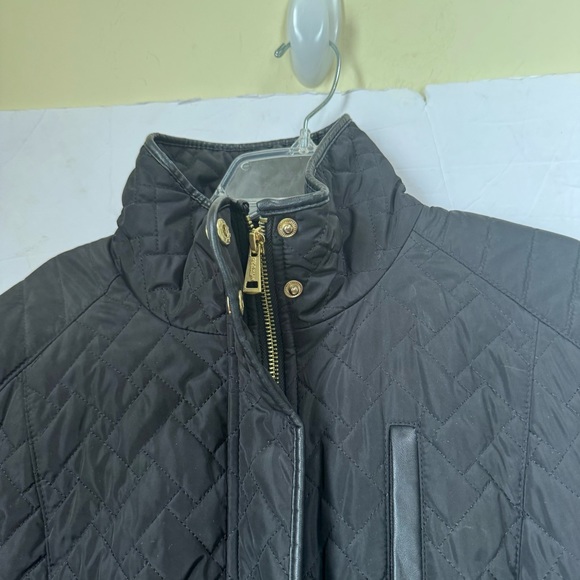 Cole Haan Quilted Coat Jacket Pockets Zipper Lined Belted Straight Minimalist M - Picture 9 of 15